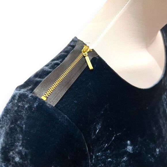 Day Birger et Mikkelsen Womans Dress Crushed Velvet  Navy Blue Gold Zipper - Picture 1 of 15